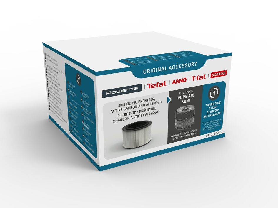 3-IN-1 FILTER: VOORFILTER, ACTIEVE KOOL EN HEPA ALLERGY+ XD6260F0