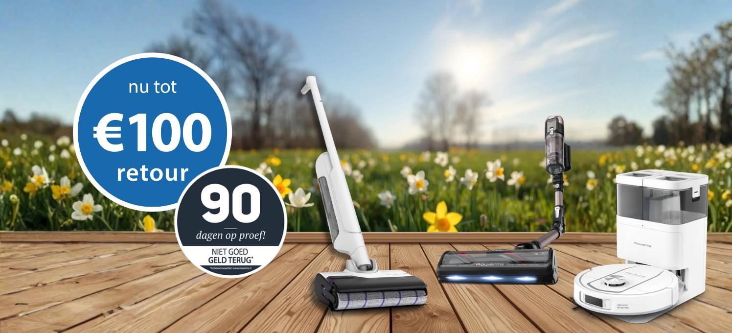 Tot 100 euro retour op geselecteerde Rowenta stofzuigers en reinigers
