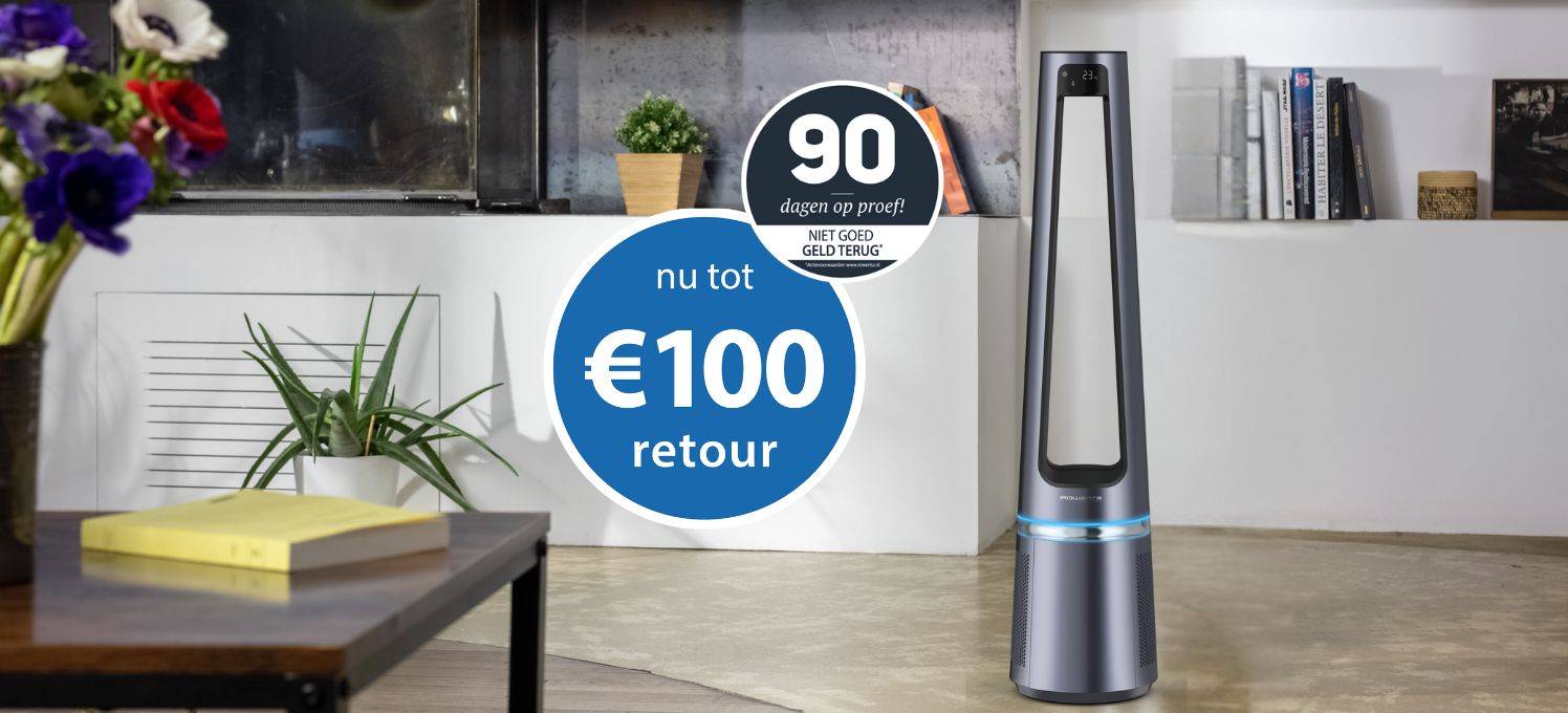 Tot 100 euro retour op geselecteerde Rowenta luchtreinigers